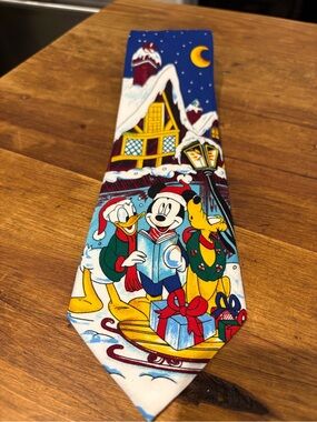 Disney Holiday Cartoon Tie in Blue, Red, Yellow, Green